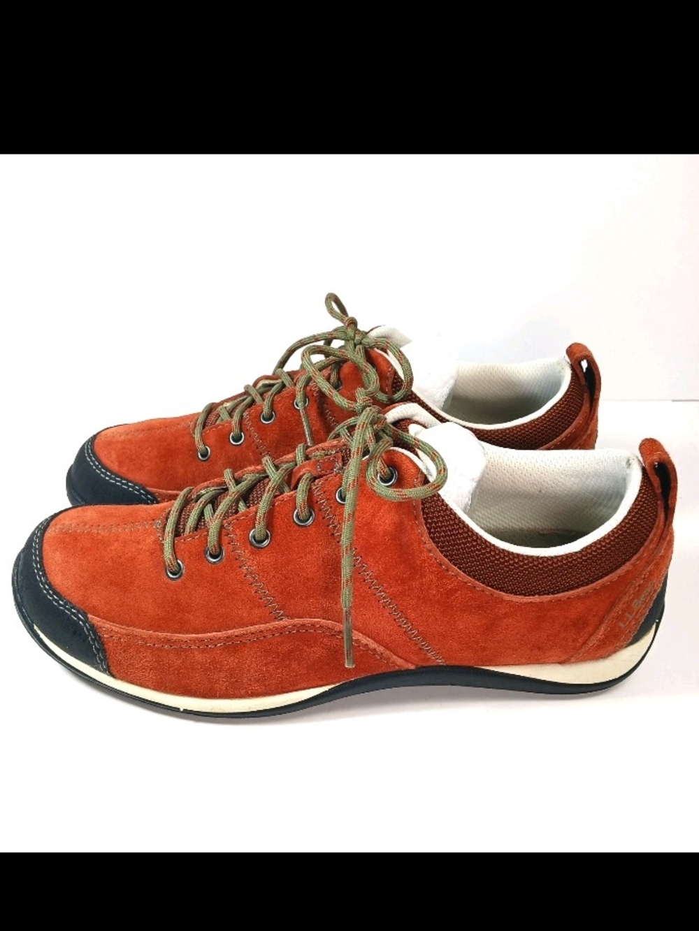 LL Bean Womens Hiking Sneaker Red Suede Lace Up Beansprout Size 7M
